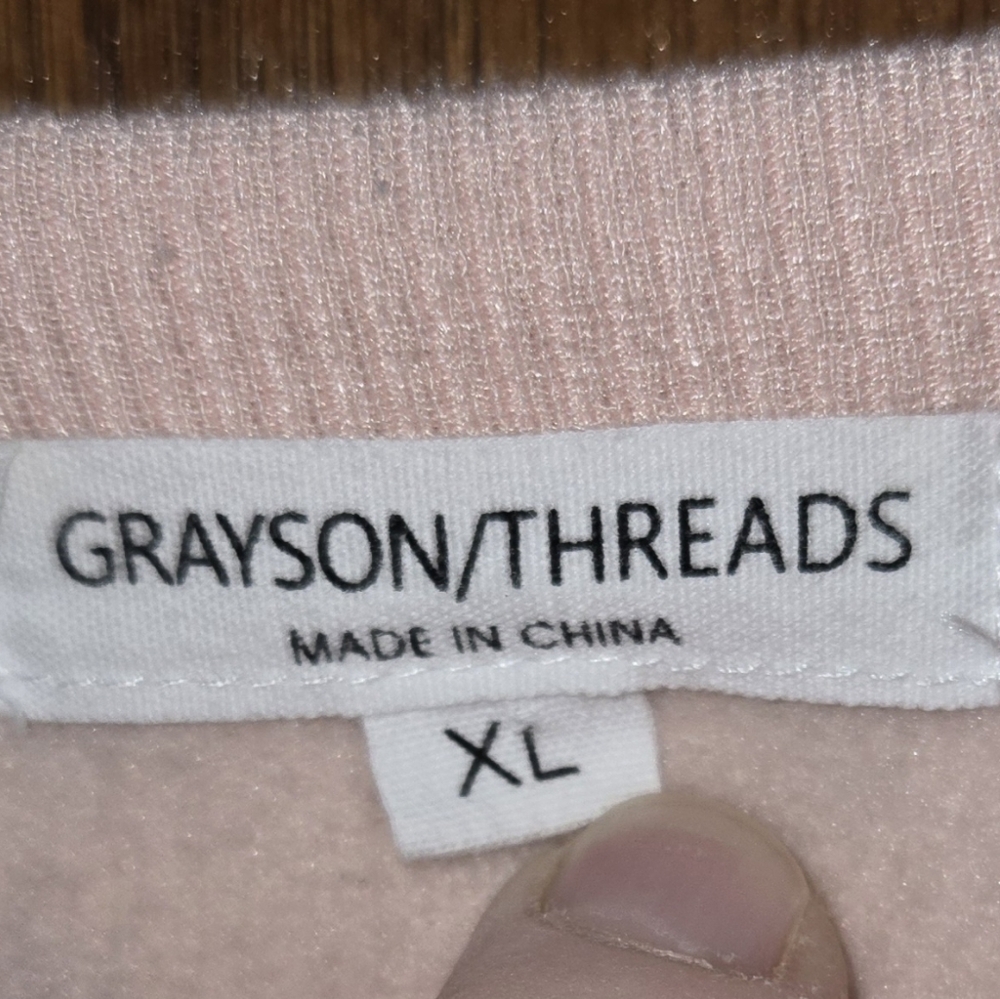 Grayson Threads Leopard Print Pink Gray Crew Neck Long Sleeve Sweatshirt Sz XL - Picture 3 of 4